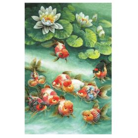 500 Pieces Jigsaw Puzzle for Adults Chinese Painting Goldfish and Lotus Wooden Puzzle Game Home Decoration