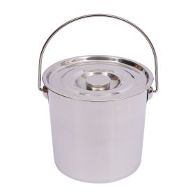 6L/12L/20L Bucket with Lid & Handle Water Storage Pail Metal Milking Bucket Stainless Steel Extra Thick (Color: Silver, size: 12L)
