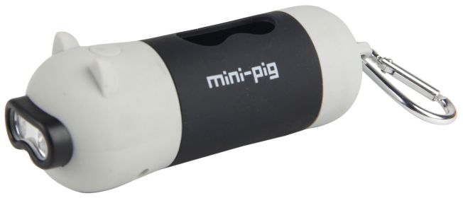 Pet Life 'Oink' LED Flashlight and Waste Bag Dispenser (Color: GREY)